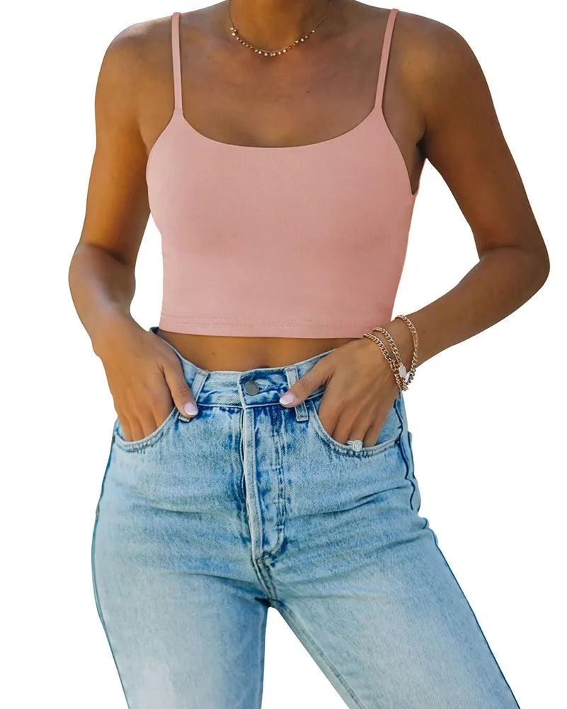 Adjustable Spaghetti Strap Seamless Camisole Crop Tops
