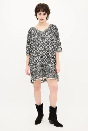 Black & Cream Knit Tunic Dress