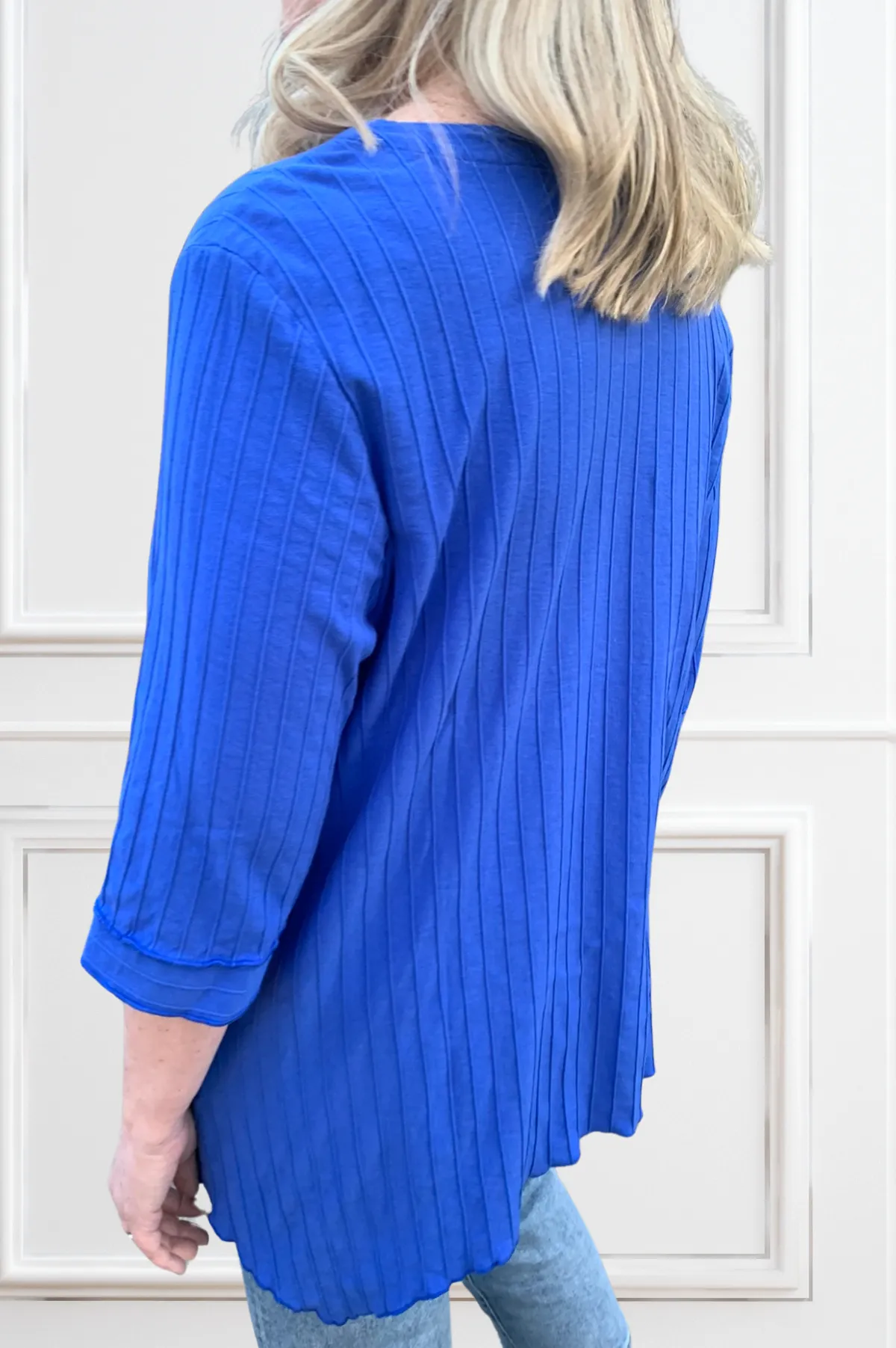Focus Fashions Ribbed Cotton Two Pocket Tunic-Violet