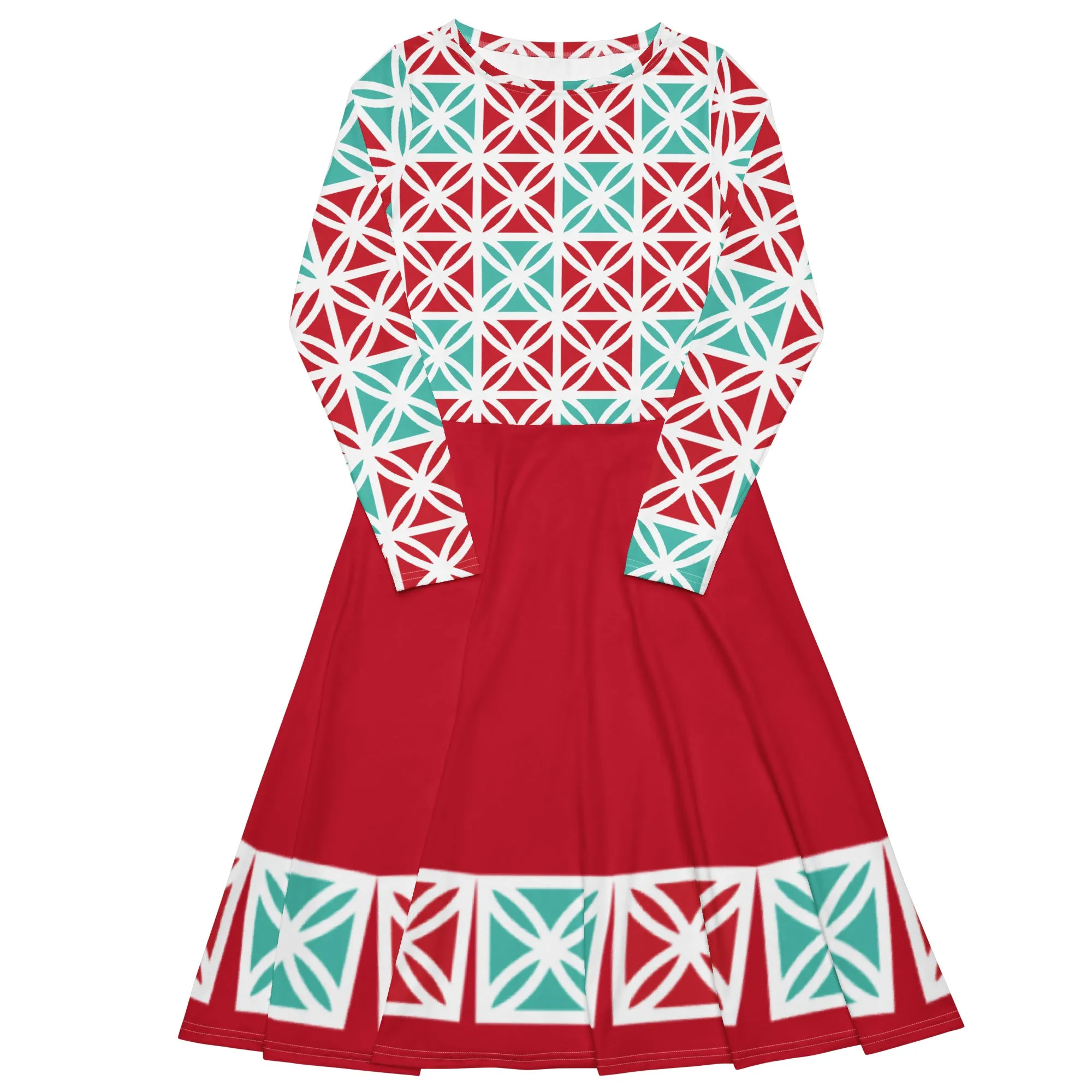 Holiday Breeze Block Midi Dress