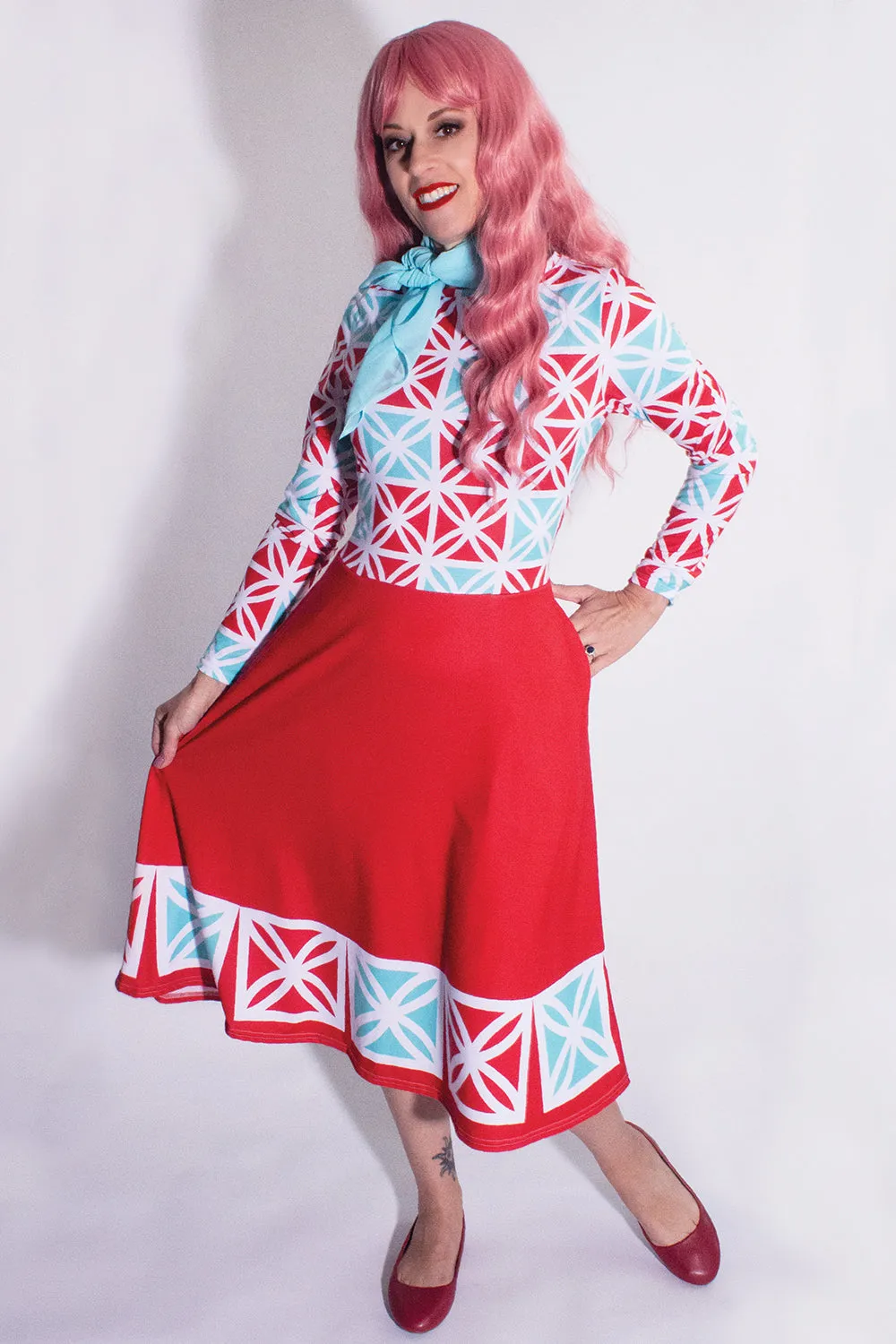 Holiday Breeze Block Midi Dress