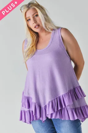 Plus Scoope Neck Sleeveless Ruffle Tunic (Plus Size)